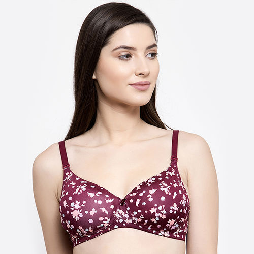 Groversons Paris Beauty Floral Print Light Padded Wirefree T Shirt Bra Wine Buy Groversons Paris Beauty Floral Print Light Padded Wirefree T Shirt Bra Wine Online At Best Price In India