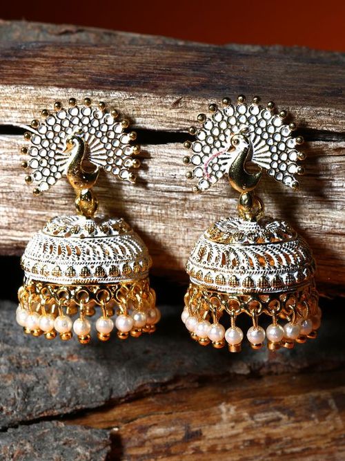 Angels In You Classic Designed Gold Plated Enamelled Dancing Peacock Jhumka Earrings Buy Angels In You Classic Designed Gold Plated Enamelled Dancing Peacock Jhumka Earrings Online At Best Price In India Earrings have always been a favorite choice for women. angels in you classic designed gold plated enamelled dancing peacock jhumka earrings