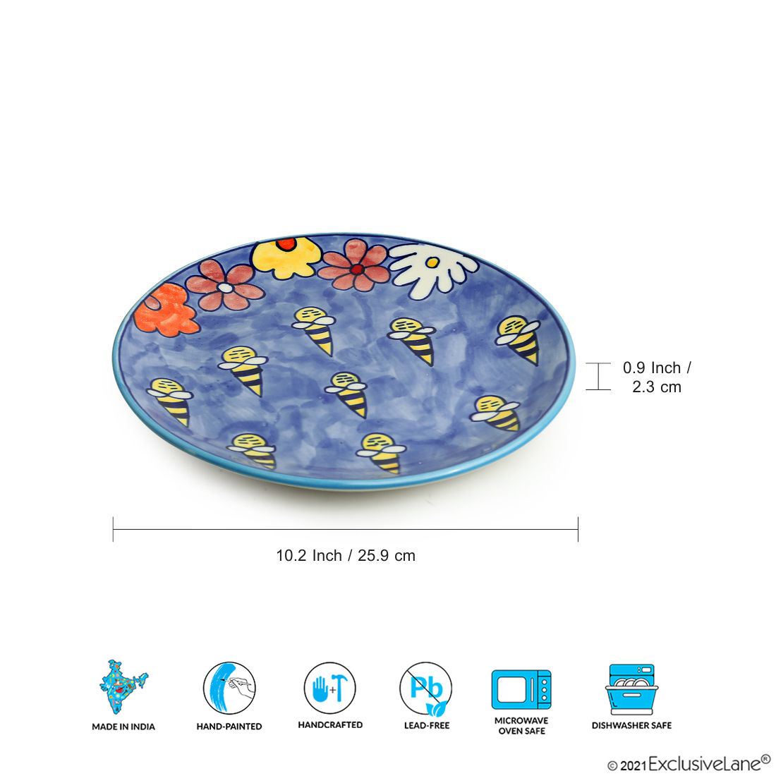 Buy ExclusiveLane The Bee Collective' Handpainted Ceramic Dinner