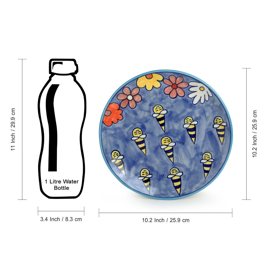 Buy ExclusiveLane The Bee Collective' Handpainted Ceramic Dinner