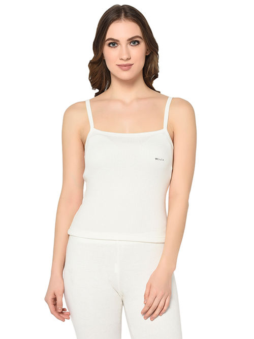 Buy Groversons Paris Beauty Women Pearl White Round Neck Sleeveless  Camisole Online