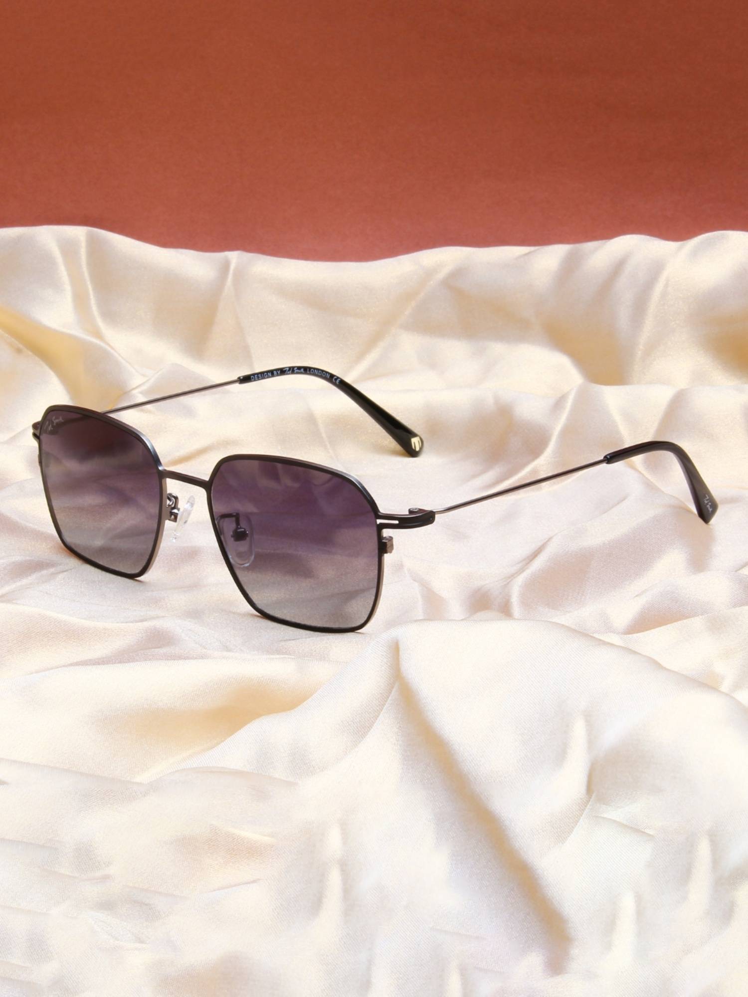 TED SMITH Metal Grey Square Sunglass for Unisex-Sun-Thinray 1_C1 (52)