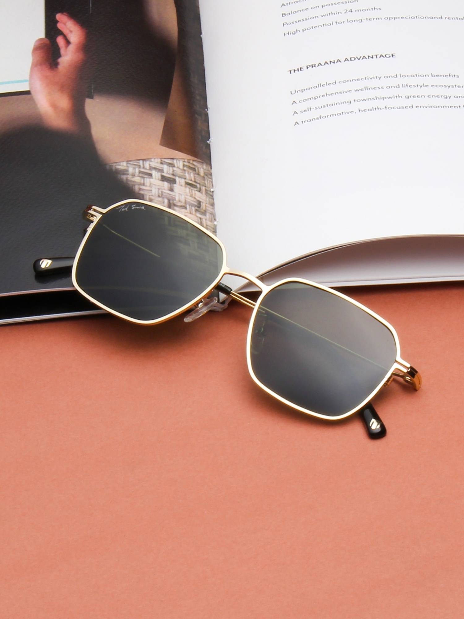 TED SMITH Metal Green Square Sunglass for Unisex-Sun-Thinray 1_C5 (52)