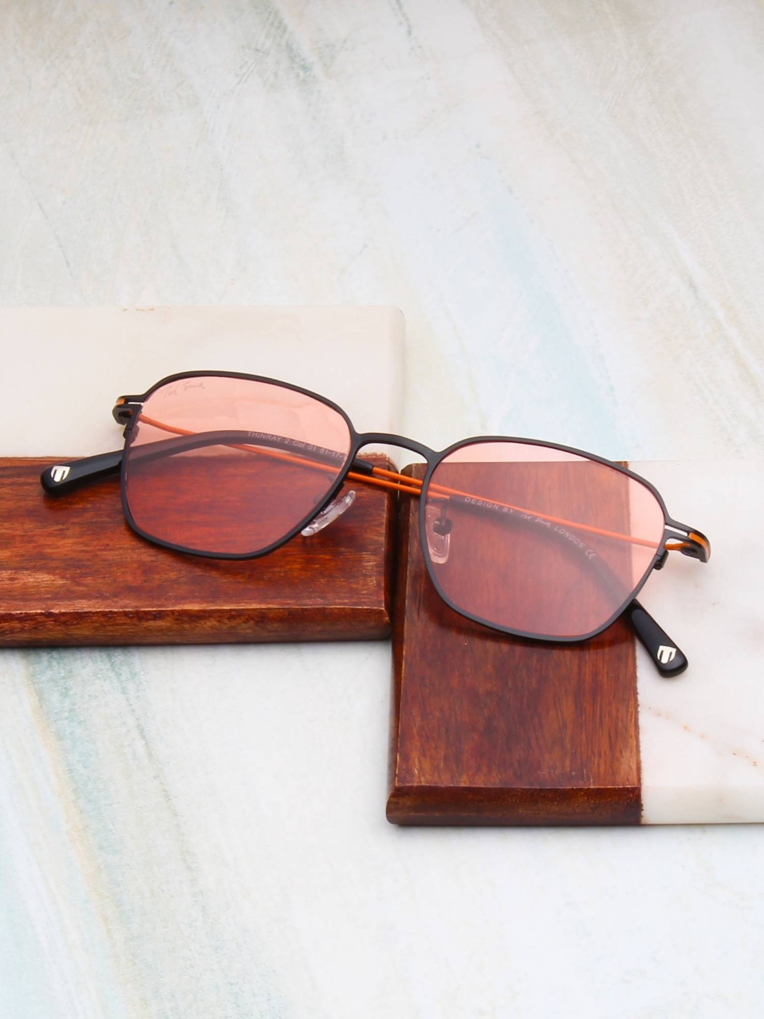 TED SMITH Metal Orange Square Sunglass for Unisex-Sun-Thinray 2_C1 (51)