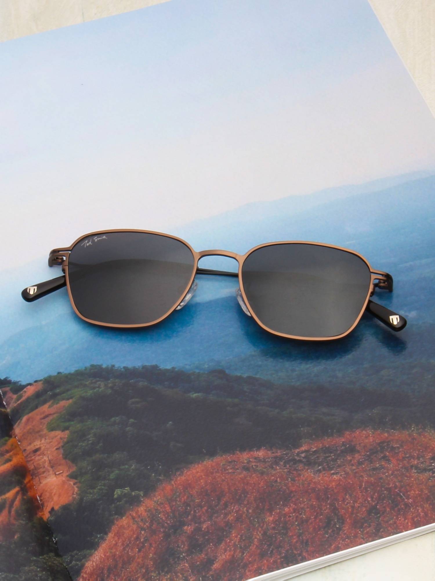 TED SMITH Metal Black Square Sunglass for Unisex-Sun-Thinray 2_C4 (51)