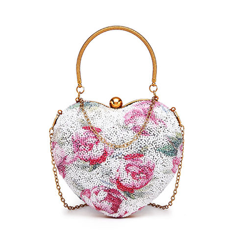 Buy Diana Korr Round Handle Heart Shaped Glitter Clutch