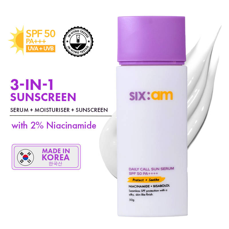 SIXAM Glow 3-in-1 Korean Daily Call Sun Serum 2% Niacinamide, Moisturiser & Sunscreen SPF 50 PA++++