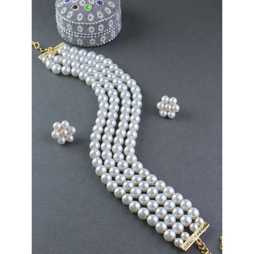 Buy I Jewels Gold Plated Traditional White Pearl Stylish Moti
