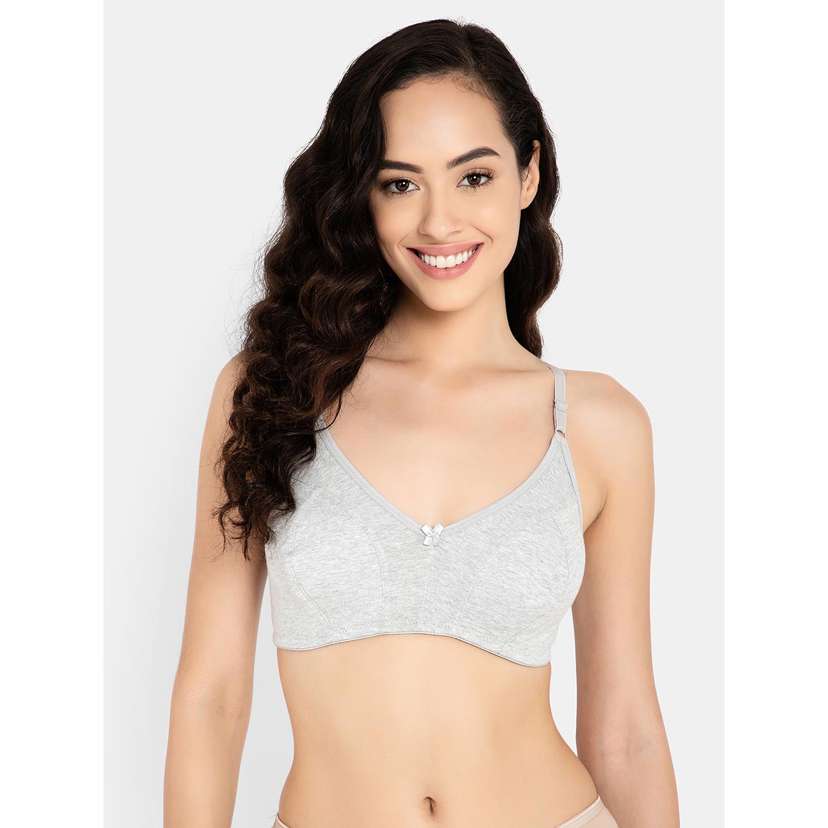 Buy Clovia Cotton Spandex Solid Non Padded Full Cup Wire Free Everyday Bra Light Grey Online 8607