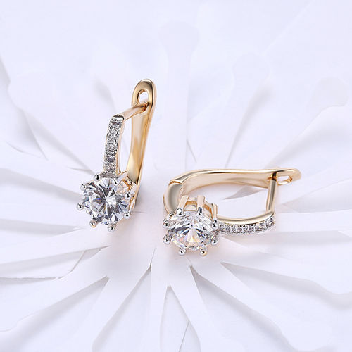 Buy Peora 18K Gold Plated Crystal Solitaire Clutch Back Hoop