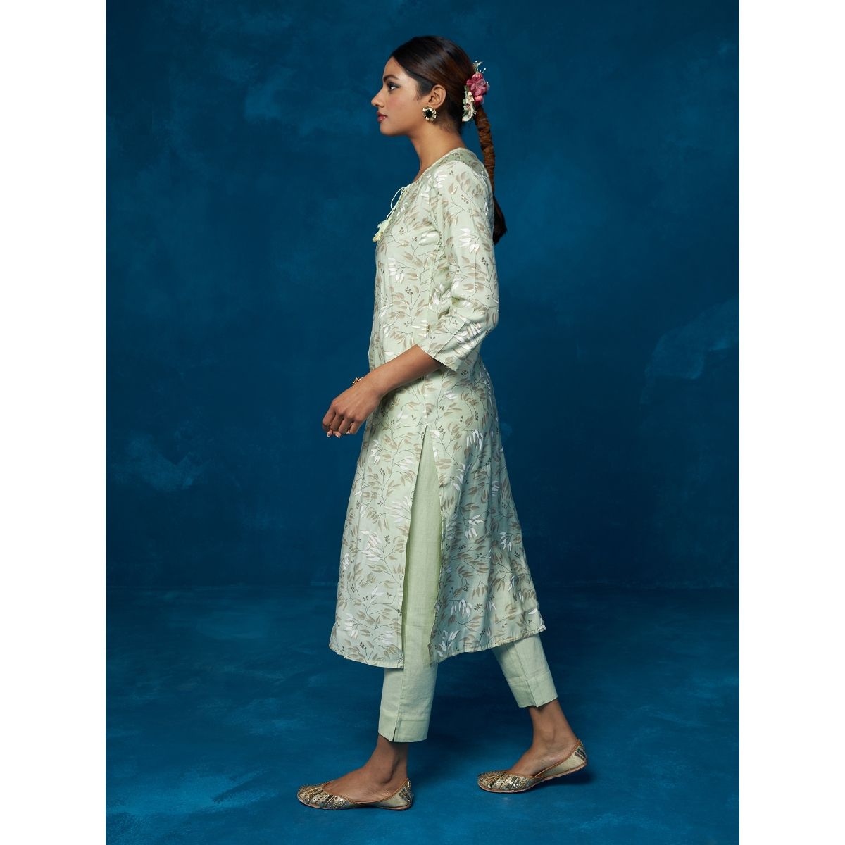 Buy Likha Green Printed Kurta, Pant & Dupatta LIKSKD211 (Set of 3) Online