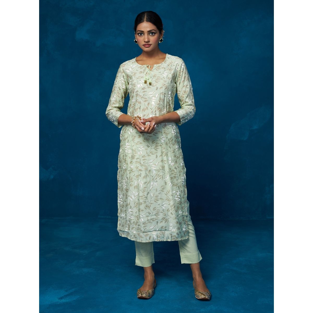 Buy Likha Green Printed Kurta, Pant & Dupatta LIKSKD211 (Set of 3) Online