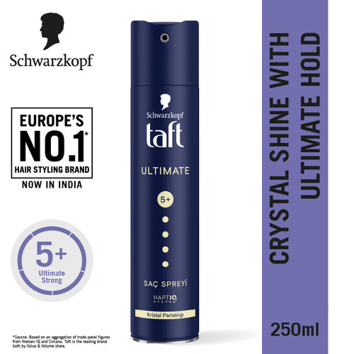 Schwarzkopf TAFT Ultimate Hair Spray For Hair With Crystal Shine Hold 5+, Lasts For 72 Hours
