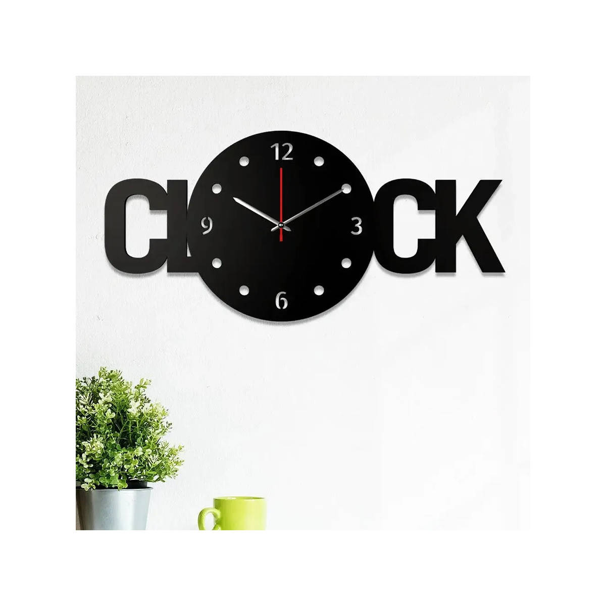 Dekorstation Black Carl Engineered Wood Wall Clock