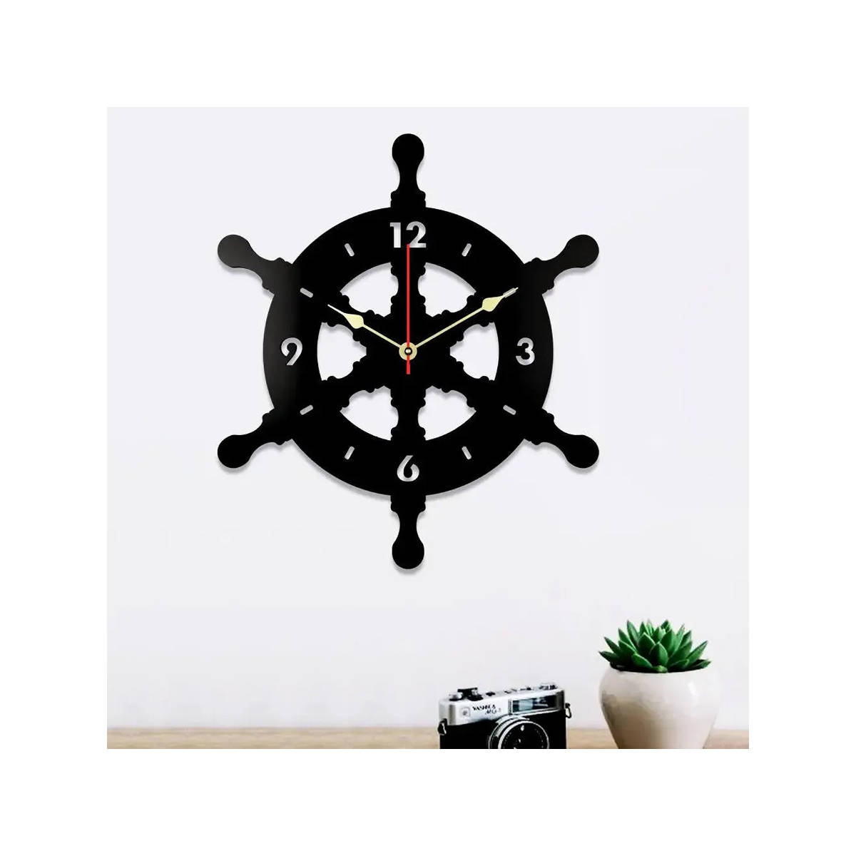 Dekorstation Black Bernhard Engineered Wood Wall Clock