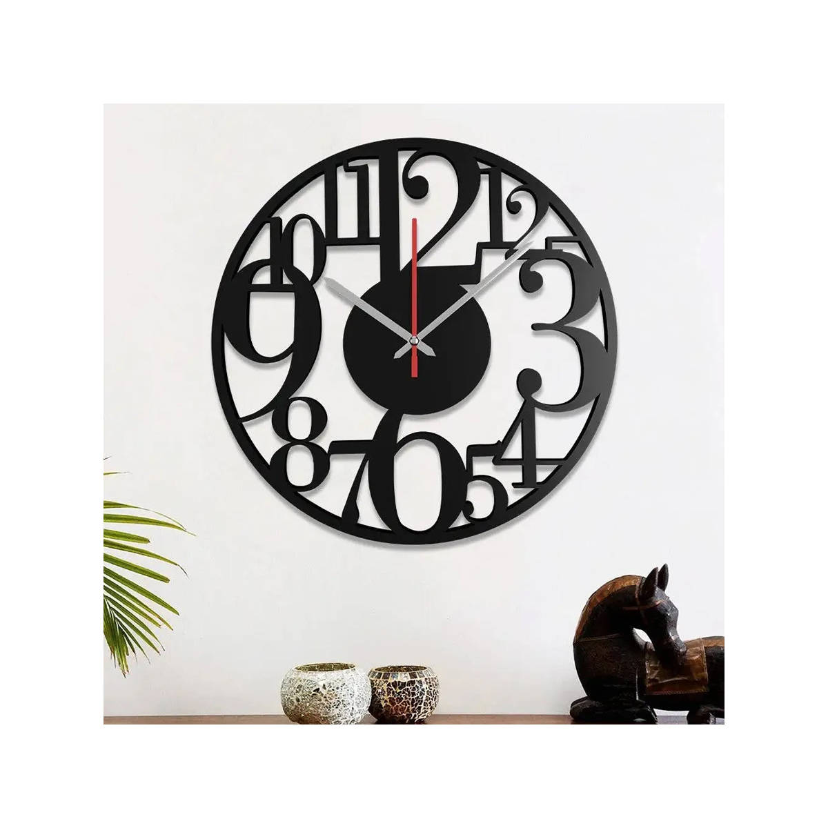Dekorstation Black Adrean Engineered Wood Wall Clock