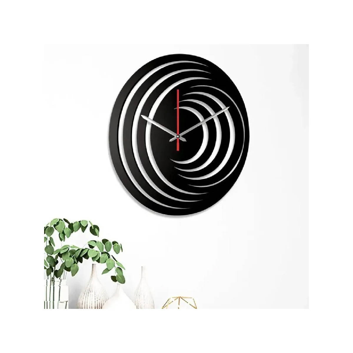 Dekorstation Black Emilia Engineered Wood Wall Clock