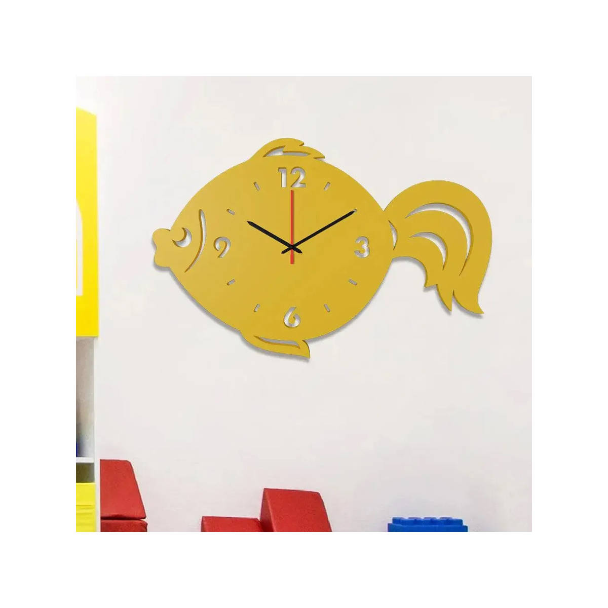 Dekorstation Yellow Amunet Engineered Wood Wall Clock