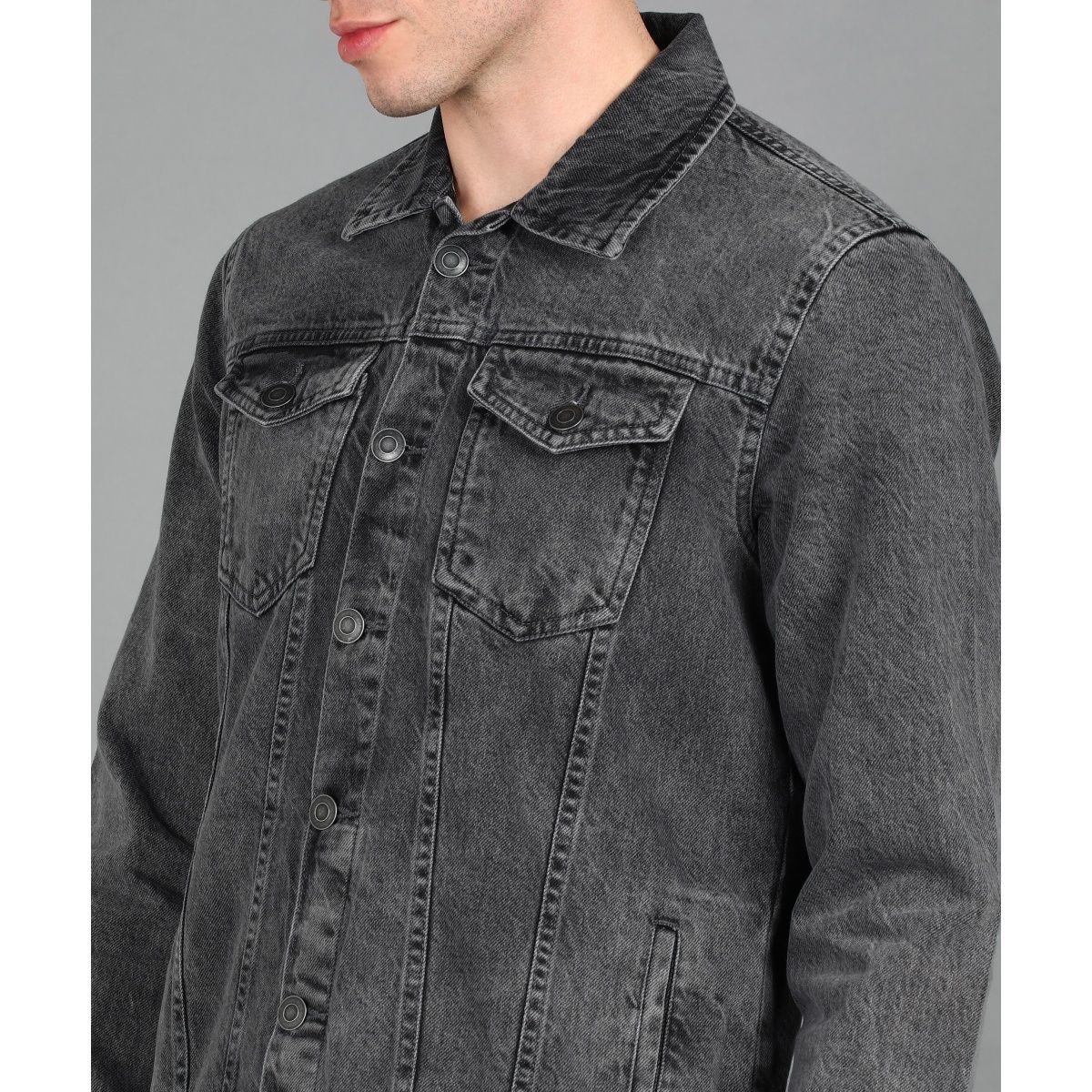 Regular Fit Cloud Grey Premium Denim Jacket for Men - Peplos Jeans – Peplos  Jeans