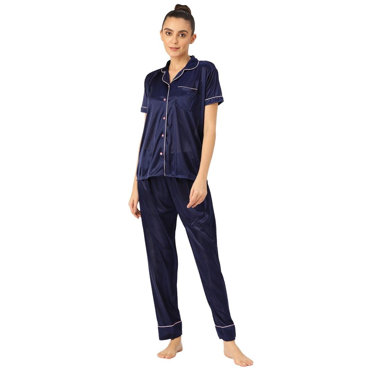 Navy blue silk outlet pyjamas