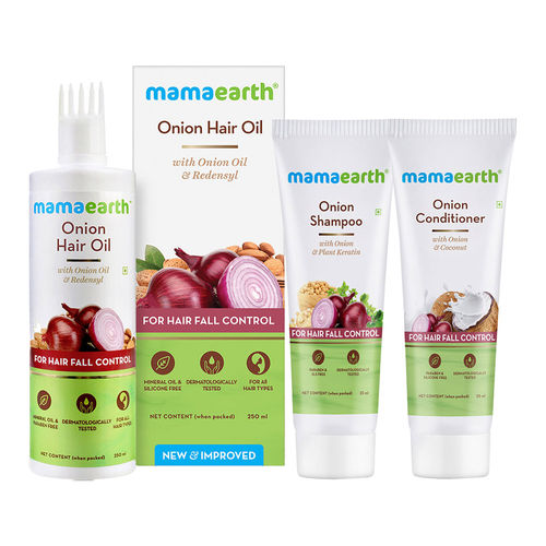 Mamaearth Onion Anti Hairfall Kit (oil + Shampoo + Conditioner): Buy Mamaearth  Onion Anti Hairfall Kit (oil + Shampoo + Conditioner) Online at Best Price  in India | Nykaa