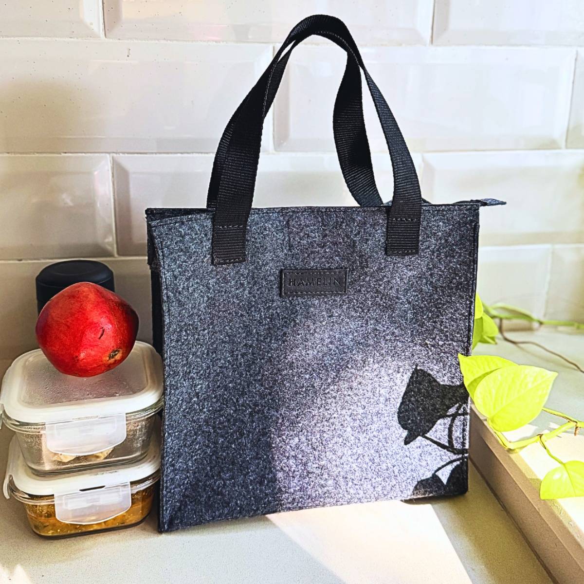 HAMELIN Grey Felt Lunch Bag