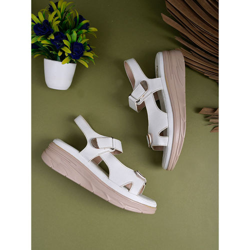 Shoetopia Comfortable White Doctor Sole Sandals for Women (EURO 38)