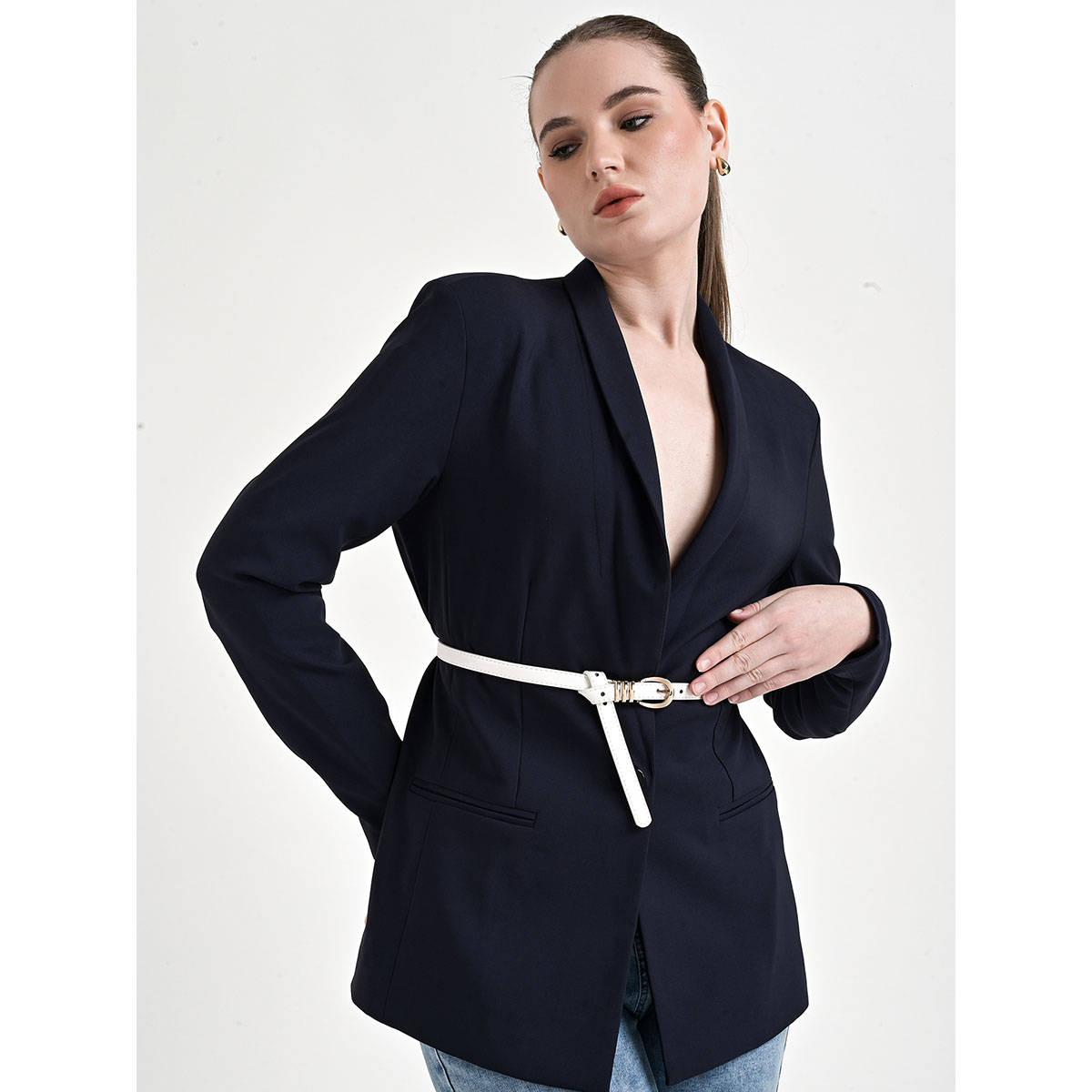 Kazo White Everyday Thin Belt