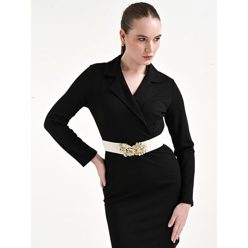 Buy Kazo Off White Statement Buckle Broad Belt Online