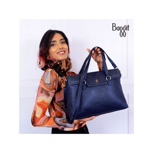Buy Baggit Dim M Blue Large Satchel Handbag Online