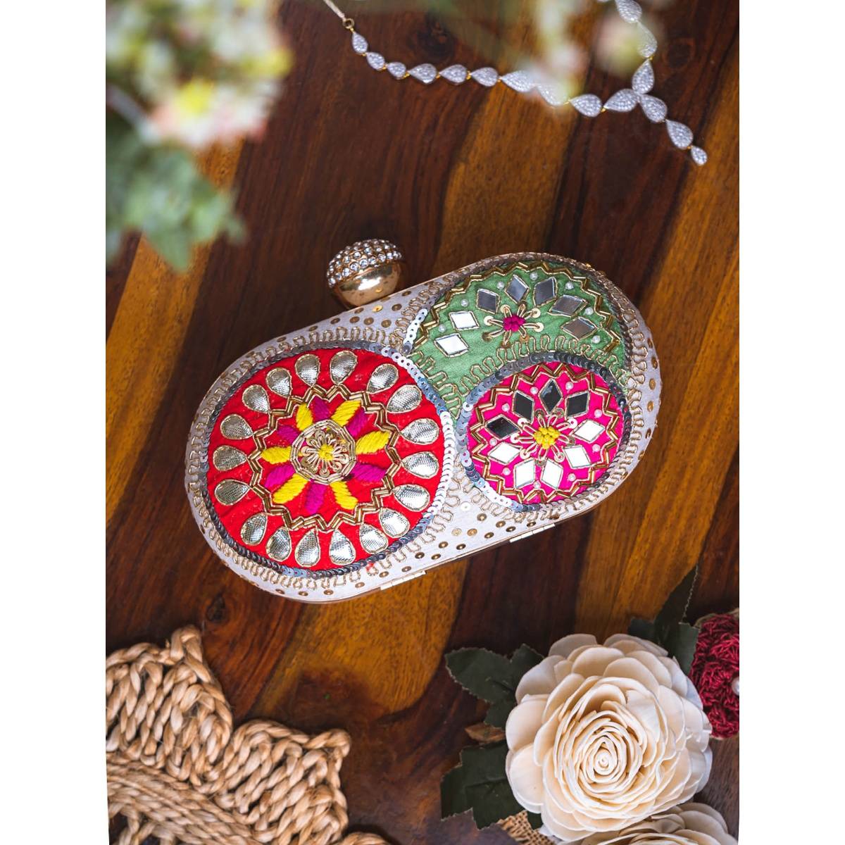 NR BY NIDHI RATHI Embellished Multicolor Clutch