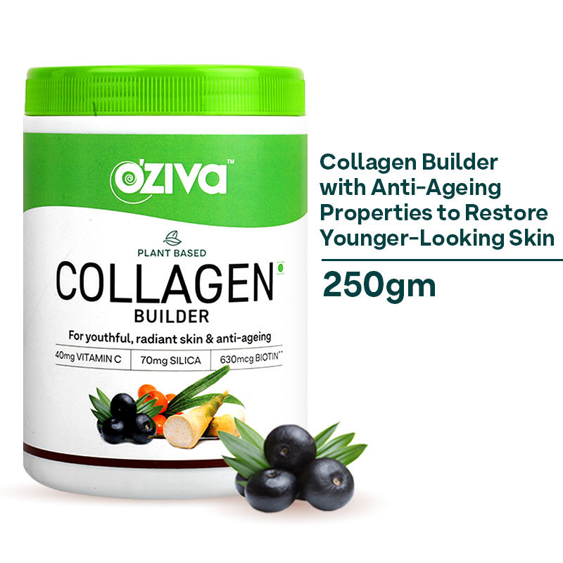 OZiva Plant Based Collagen Builder for Anti-Aging Beauty, Skin Repair & Regeneration, Classic
