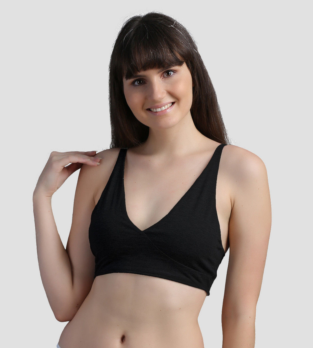 Cotton Push Up Plunge Black Pointelle Bra Set