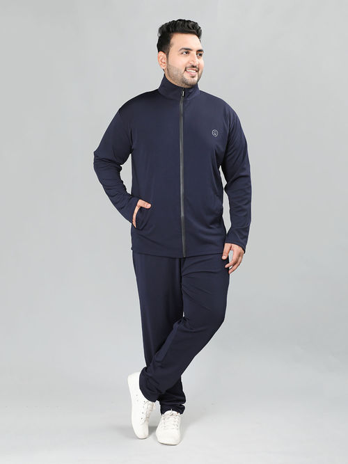 CHKOKKO Men Winter Sports Track Suit Navy Blue (Set of 2)