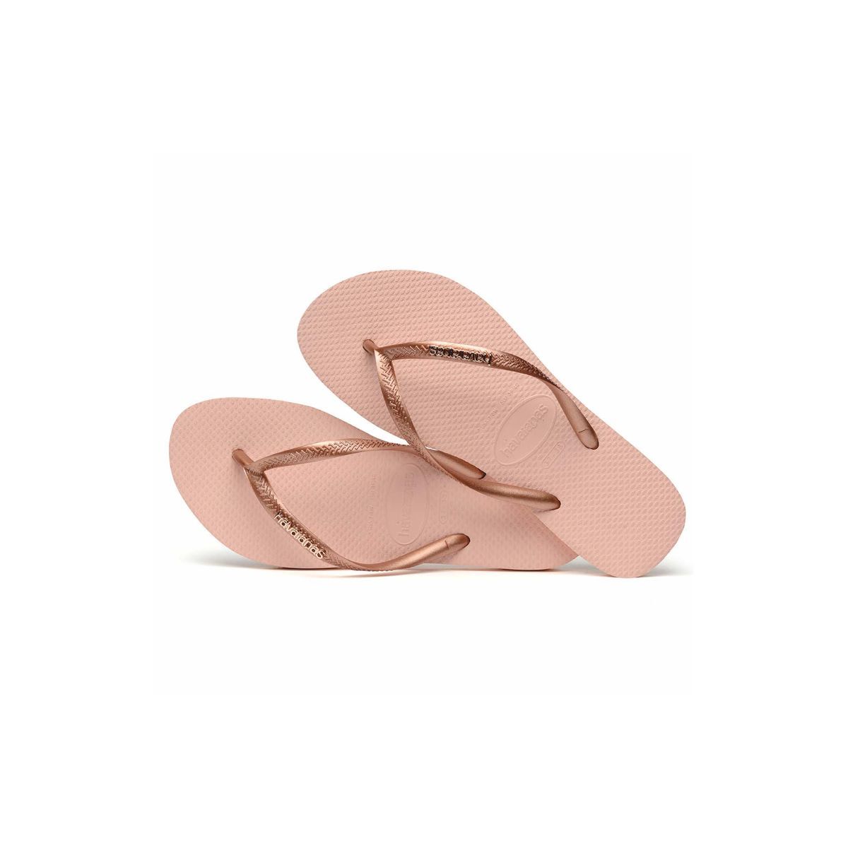 Havaianas slim logo discount metallic rose gold