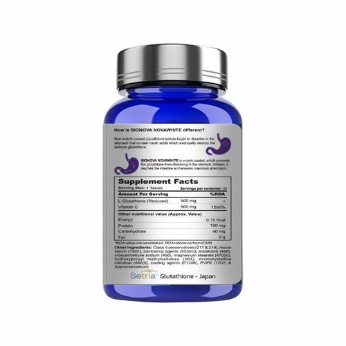 nova glutathione Bionova Novawhite Glutathione Tablet, Packaging Type: Box, Packaging Size:  30 Tablets at ₹ 750/bottle in Nagpur main image 0