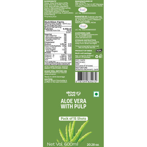 Buy Akiva Love Aloe Vera Skin Glow Ready To Drink Ayurvedic Juice (Pack Of  15) Online