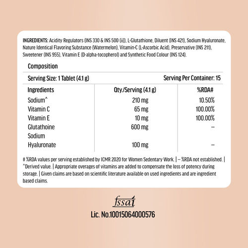 glutathione rda ABHEDA HEALTHCARE L-Glutathione 500mg - 30 Capsules - With Vitamin C and E Perlingual Glutathione Supplement  60