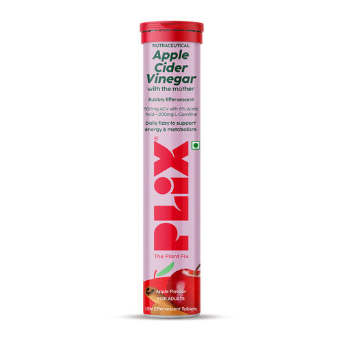 Buy Plix ACV Apple Cider Vinegar L-carnitine Effervescent Tablets Convert  Fat Into Energy Vit B6 & B12 Online