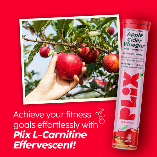Buy Plix ACV Apple Cider Vinegar L-carnitine Effervescent Tablets Convert  Fat Into Energy Vit B6 & B12 Online