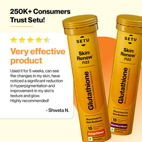 Setu Skin Renew Glutathione & Vitamin C Effervescent Tabs - Orange & Mixed  Berry (Pack of 3 Each)