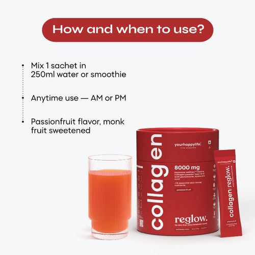 Buy YourHappyLife Marine Collagen Reglow 8000mg with Glutathione, NAC, for  Anti-Ageing Online
