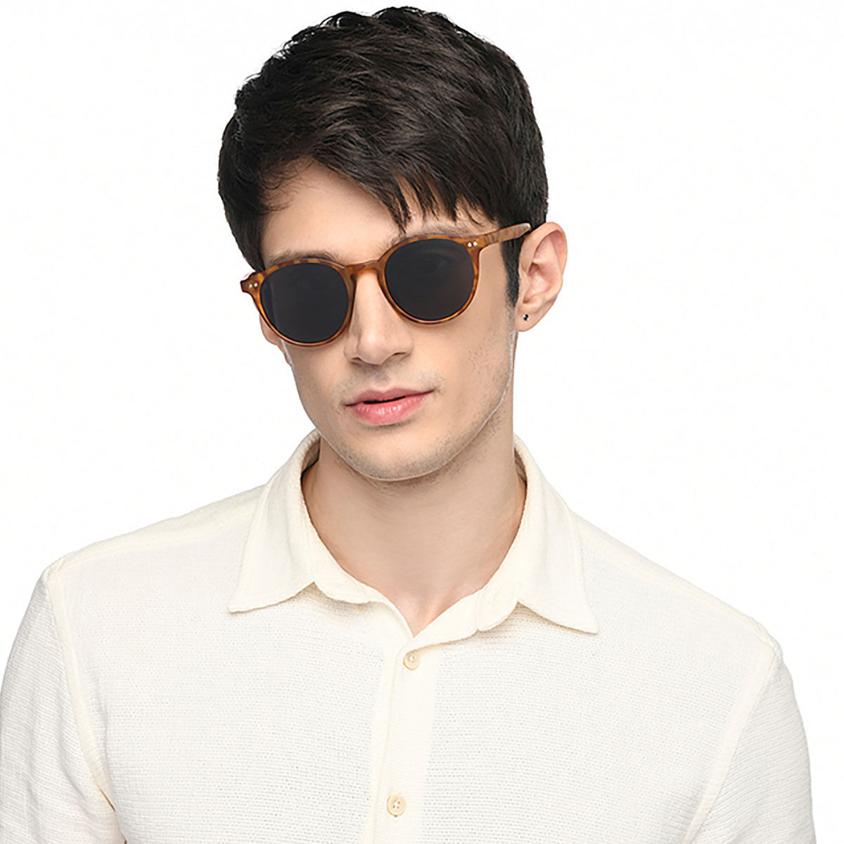 Bold Round Sunglasses in Honey Tortoise - The Ben Silver Collection