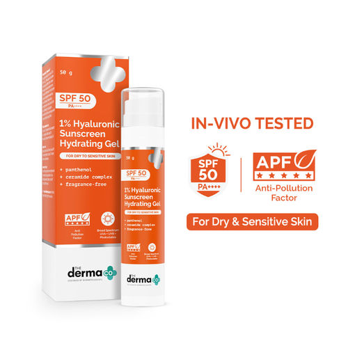 The Derma Co 1% Hyaluronic Sunscreen Hydrating Gel Spf 50 Pa++++ For Dry & Sen... - In-Vivo tested