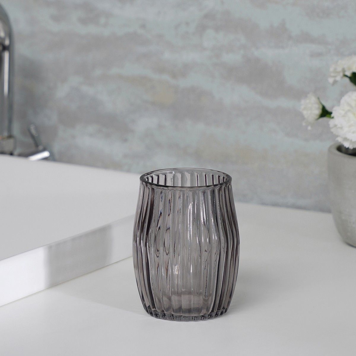 Pure Home + Living Black Ribbed Glass Toothbrush Holder: Buy Pure Home ...