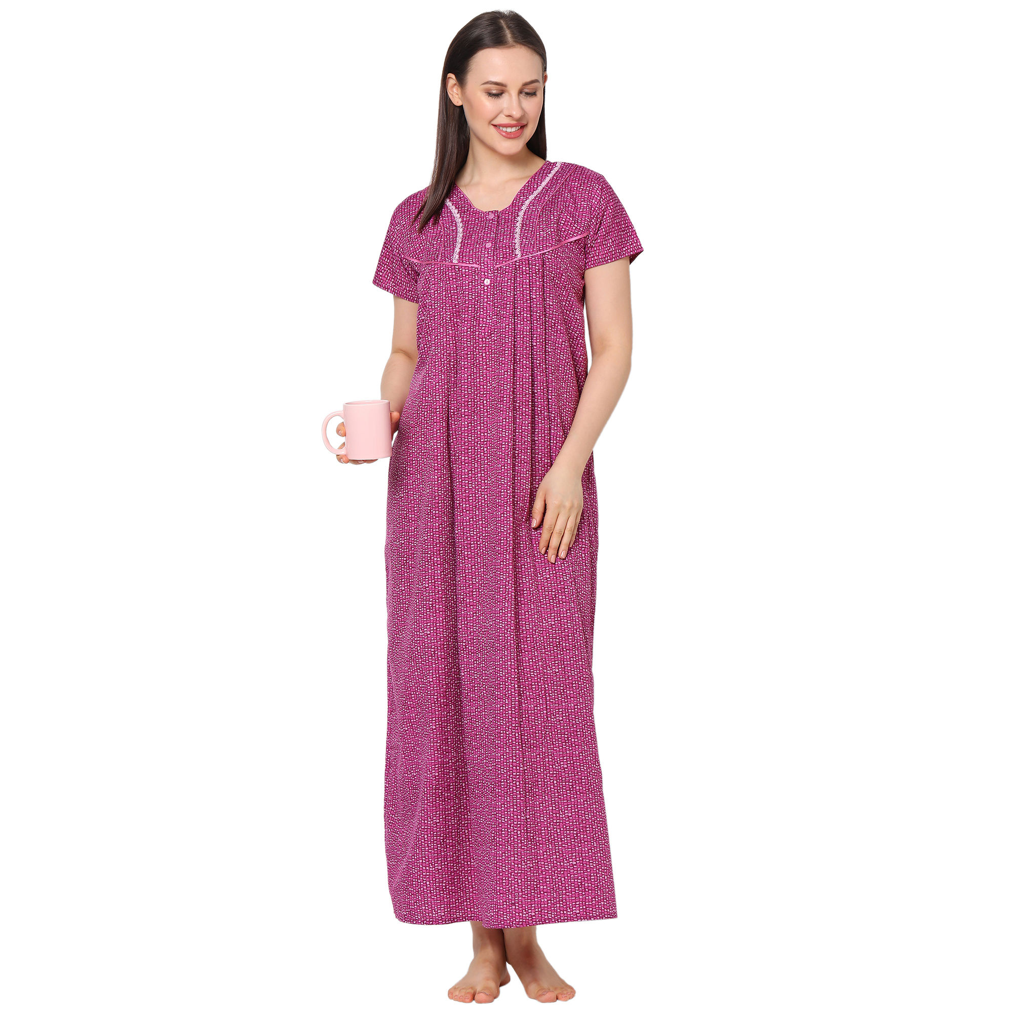 Indigo-Colored PV Pleated Nightdress main image 1