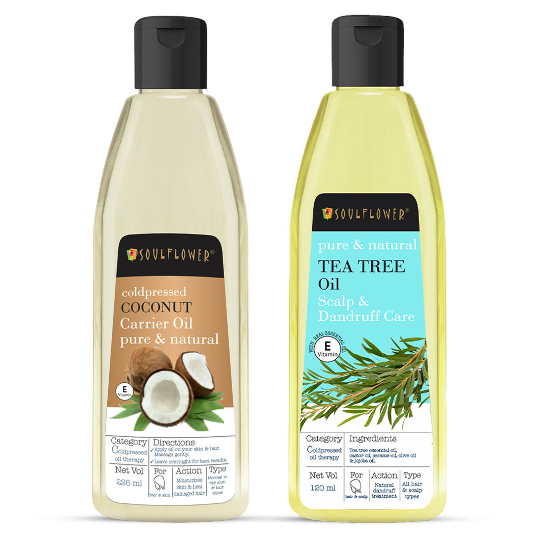 Soulflower Chemically Free Anti Dandruff Tea Tree & Coconut Hair Oil Combo