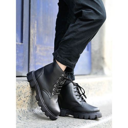 Shoetopia Smart Casual Black Boots for Women Girls (EURO 36)