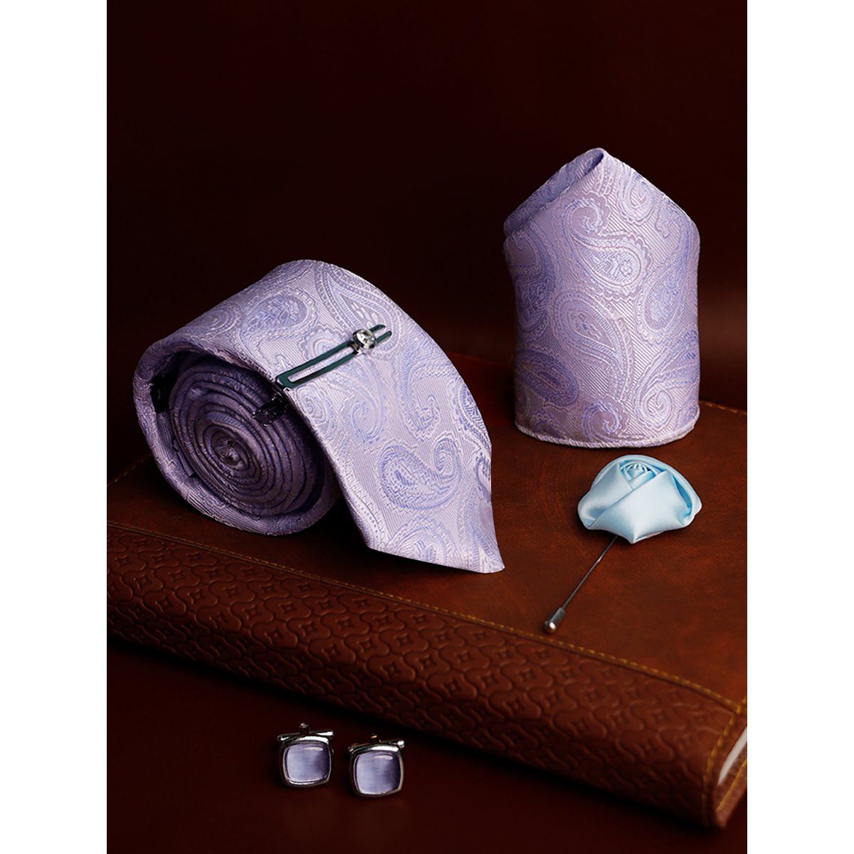 Buy Louis Stitch Men's Lavender Silk Necktie Accessory Gift Set Online