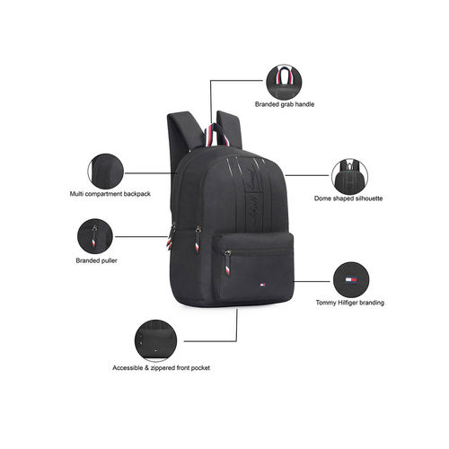 Tommy Hilfiger Unisex Black Polyester Casual Backpack
